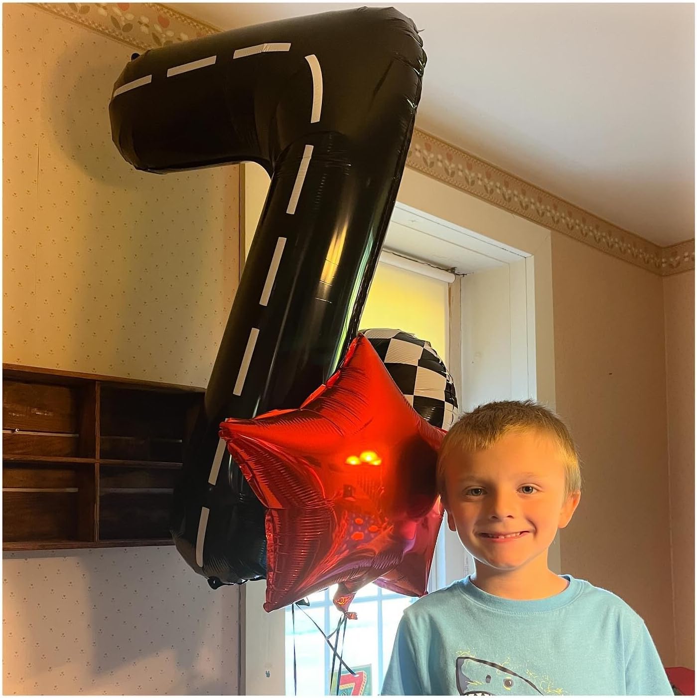 Race Car 6 Balloon - 40 Inch Black Number Balloon for 6th Birthday Decorations
