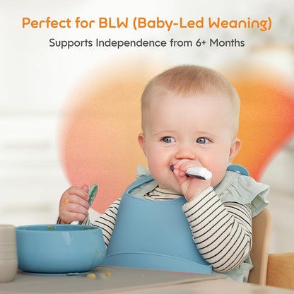 NumNum Baby Spoons Set - Silicone Self-Feeding Utensils for 6+ Months | BPA-Free, 4 Pack in Classic Colors