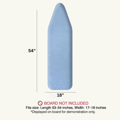 UniSimp Ironing Board Cover and Pad 18"x54" Extra Thick Natural Cotton, Scorch and Stain Resistant Iron Board Cover, Extra Large Iron Board Cover with Fasteners Heavy Duty Heatproof Elastic Edge Blue