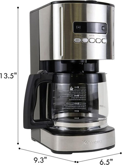 Kenmore 12-Cup Drip Coffee Maker - Programmable Cafe Machine with Auto Shut Off & Reusable Filter | Black