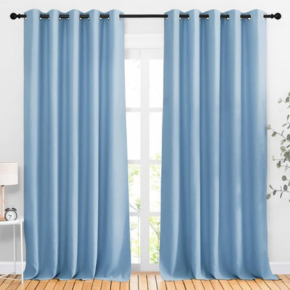 NICETOWN Blackout Room Divider Curtains 118 inches Long, Grommet Thermal Window Treatments Sound Reducing Drapes for Sliding Glass Door, Blue, W66 x L118, 2 Pieces