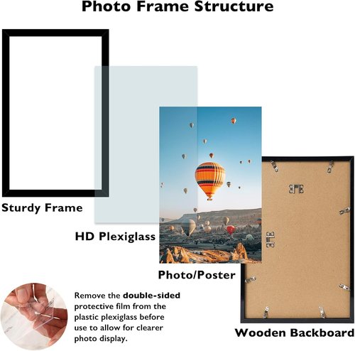 JCJMY 13x22 Picture Frame - Black Wall Gallery Frame for Horizontal & Vertical Photos