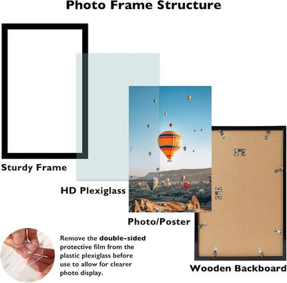 JCJMY 13x22 Picture Frame - Black Wall Gallery Frame for Horizontal & Vertical Photos