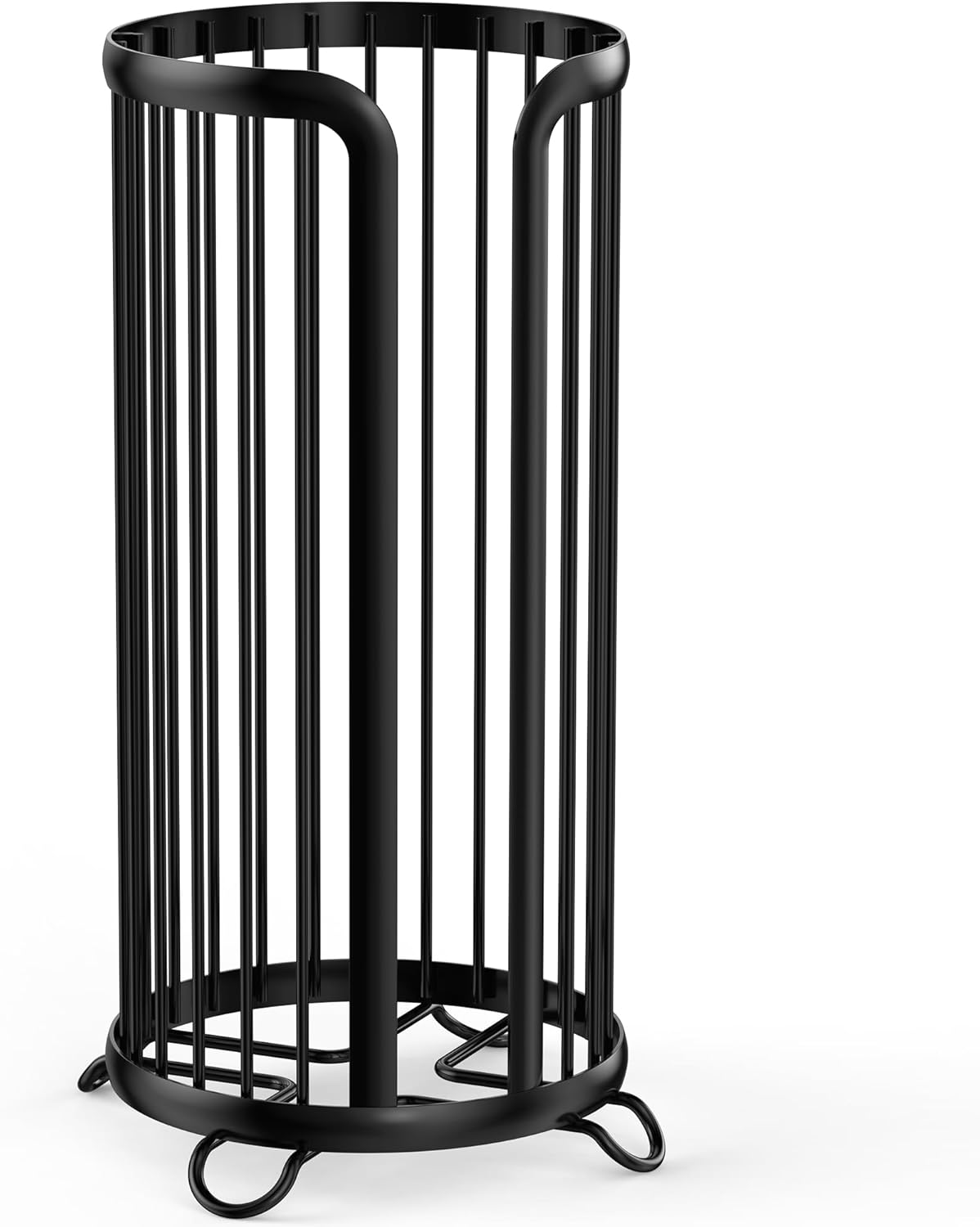 Modern Black Toilet Paper Holder Stand | Freestanding Tissue Organizer for Mega Rolls
