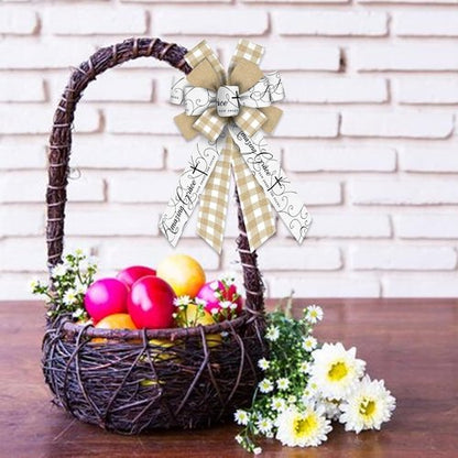 Large Easter Bows by [Brand Name] - Natural White Buffalo Plaid Ribbon for Wreaths & Decorations