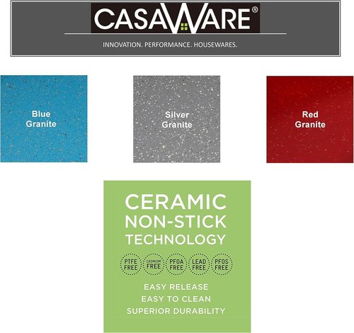 CasaWare Large Baking Cookie Sheet - 12.5 x 14-Inch with 1.5-Inch Handle | Ceramic Non-Stick Coating in Blue Granite