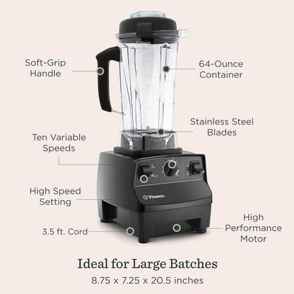 Vitamix 5200 Blender - Professional-Grade Kitchen Appliance for Smoothies & Soups | 64 Oz, Black