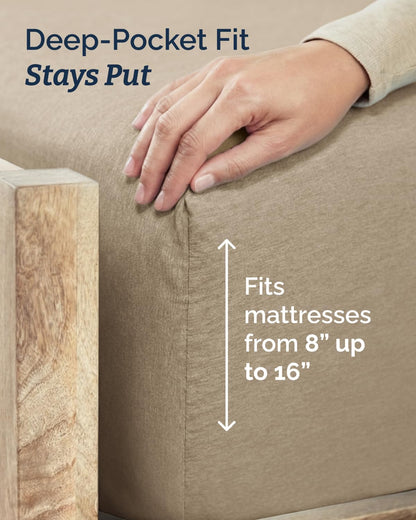 Skiennix Twin XL Sheet Set - Comfy Cooling 3-Piece Bedding - Luxury Hotel Quality - Deep Pockets, Wrinkle-Free, Beige