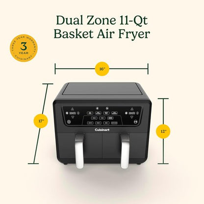 Cuisinart Dual Basket Air Fryer - 11 QT Capacity with 4 Cooking Functions & Sync Finish