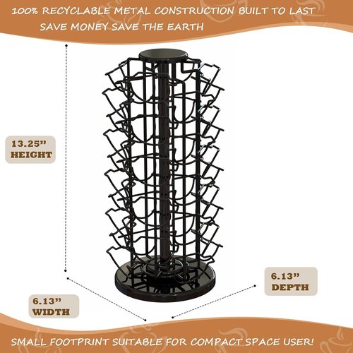 BLACKSMITH FAMILY Coffee Pod Holder - 360° Revolving Organizer for 40 Nespresso Vertuo Pods | Piano Black