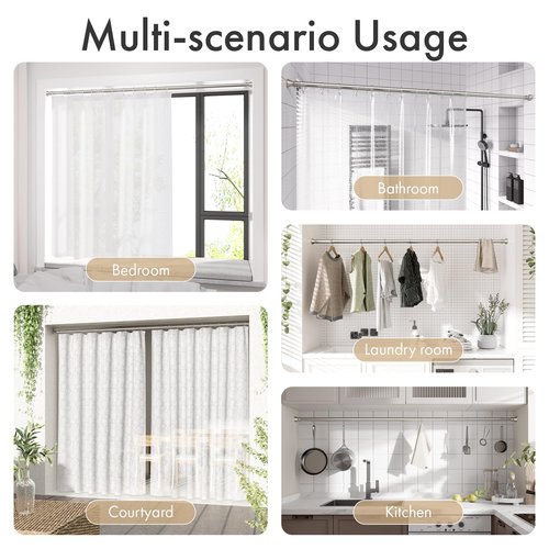 Amazer Spring Tension Shower Curtain Rod, 54-90 Inches Rust-Resistance Tension Curtain Rod Bathroom Rod, Adjustable Shower Curtain Rod No Drill, Nickel