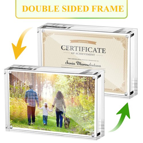 Boxalls 6x8 Inches Acrylic Picture Frames - 5 Pack, Clear Frameless 6x8 Photo Frames with Magnetic, Double Sided Transparent Desktop Frame(5 Pack)