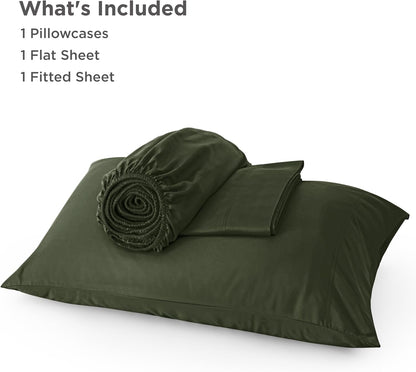 Bedsure Cooling Sheets - Twin XL Bamboo Rayon, Breathable & Soft Hotel Luxury Bedding | Olive Green
