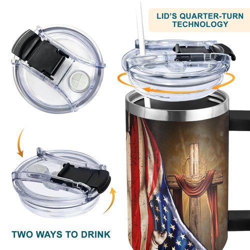 Christian Gifts for Men - God Gifts, Religious Gifts for Men - Fathers Day Gift Ideas for Dad - Birthday Gifts, Christmas Gifts for Him, Men, Boyfriend, Husband - Christian 40 oz Tumbler with Handle