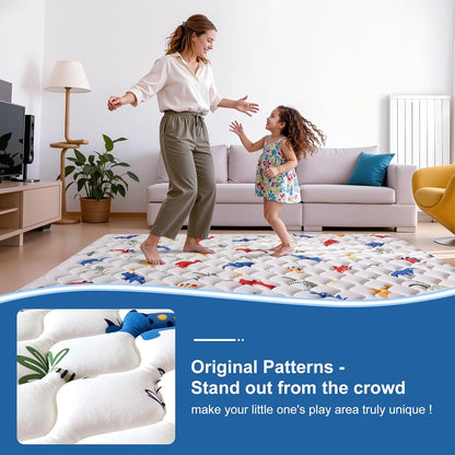 Odorless Premium Foam Baby Play Mat - Soft Hypoallergenic Crawling Mat | 50" x 50" Non-Slip Cushion for Infants & Toddlers
