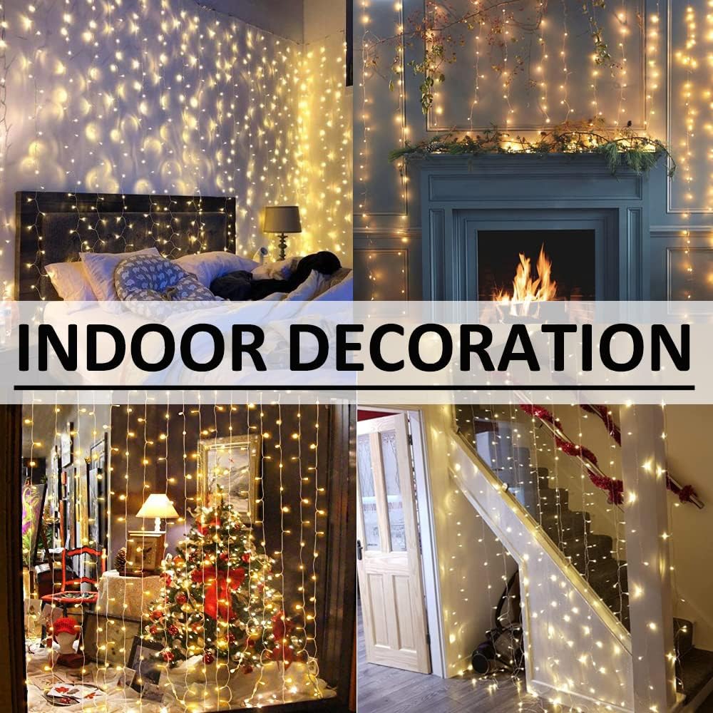 Solhice LED Curtain Lights - 800 Warm White Twinkle String Lights for Outdoor & Indoor Décor | 40ft x 10ft