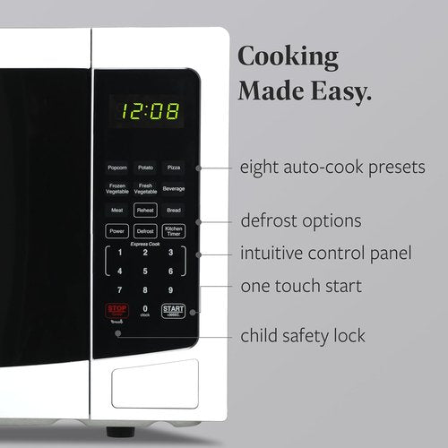 Farberware 1.1 Cu. Ft. Microwave Oven - 1000 Watts, Auto Cook, Easy Clean, Child Safety Lock | White