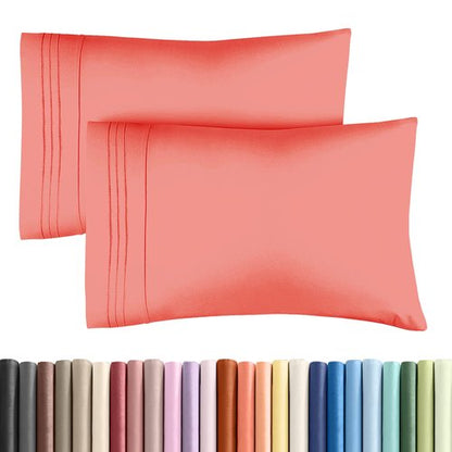Queen Pillow Cases Set of 2 - Ultra Soft Hotel Quality Pillowcase Covers - Comfy, Cozy & Wrinkle Free - Shrinkage, Stain and Fade Resistant - Machine Washable Pillow Protectors - 2 Piece Set - Coral