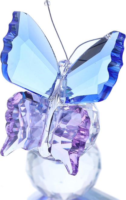 Skiennix Crystal Butterfly Figurines - Pack of 4 Decorative Glass Butterflies | Perfect Christmas Gifts for Women (2.2 x 2 Inch)