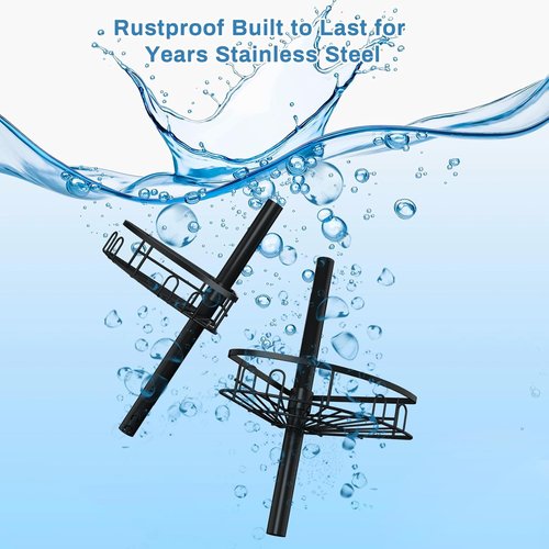 Cutefafa Rustproof Corner Shower Caddy - Adjustable Tension Pole with 4 Large Baskets & Towel Bar | 23.6 to 114.5 Inch