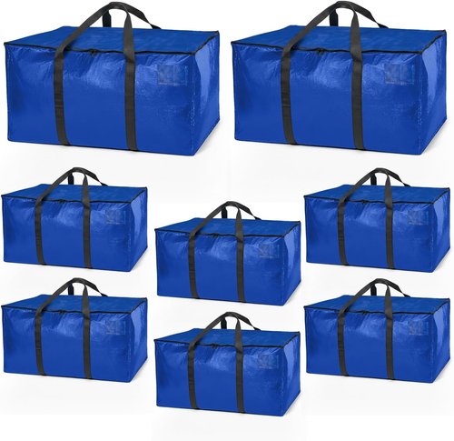 ClearSpace Heavy Duty Moving Bags - Large Storage Bags with Backpack Straps & Zippers | 8 Pack for Easy Moving & Travel