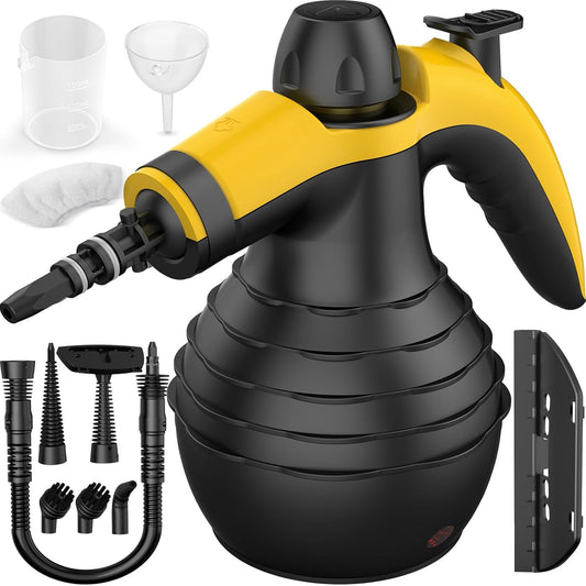 Skiennix Pressurized Handheld Steam Cleaner - Multi-Purpose Home Steamer with 10 Accessories & Safety Lock | Black