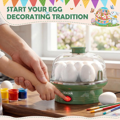 Skiennix Electric Egg Cooker - 7 Egg Capacity with Auto Shut-Off | Spring Green Hard Boiled Egg Maker