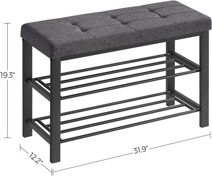 SONGMICS Shoe Bench - Modern Storage Solution with Cushion | Space-Saving Entryway Seat in Dark Gray and Ink Black