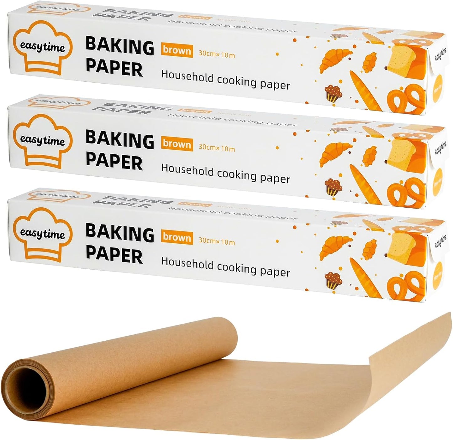 Unbleached Parchment Paper Roll - Non-Stick Baking Paper with Built-In Cutter | 12in x 98ft