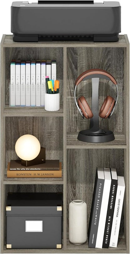 Furinno LUDER Bookshelf - 5-Cube Reversible Bookcase in French Oak | Easy Assembly for Living Room, Bedroom, Home Office