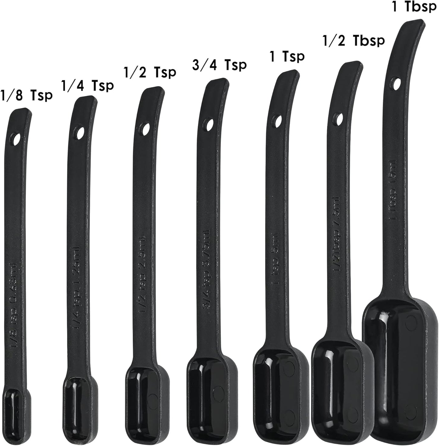 Skiennix Measuring Cups and Spoons Set - 15-Piece Plastic Kitchen Tools with Long Handle Spoons & Leveler - Black