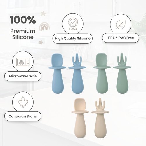 Baby Bliss Silicone Baby Spoons - Self Feeding Utensils for Infants 6 Months+, BPA Free, 6 Pack