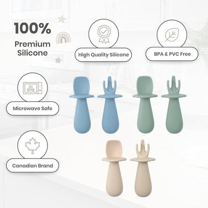 Baby Bliss Silicone Baby Spoons - Self Feeding Utensils for Infants 6 Months+, BPA Free, 6 Pack