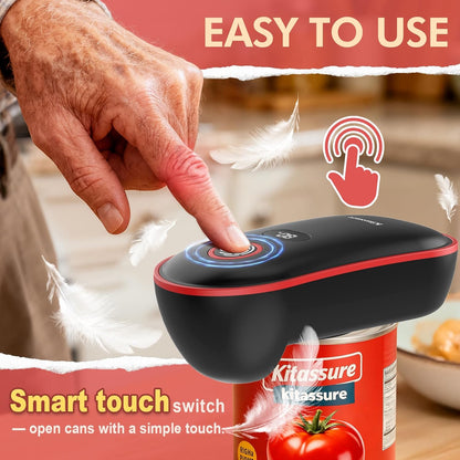 Skiennix Hands-Free Smart Touch Electric Can Opener - Rechargeable, LED Display, Safe for Seniors | Black