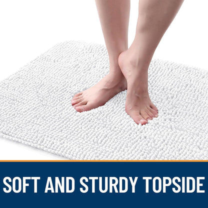 OLANLY Dog Door Mat - Absorbent Non-Slip Washable Doormat for Muddy Paws | 59x35 Inches, Quick Dry Chenille, White