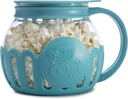 Ecolution Micro-Pop Microwave Popcorn Popper - 1.5-Quart BPA-Free Glass with 3-in-1 Lid | Teal