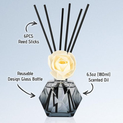 Brakula Reed Diffuser Set, 6.09 fl oz (180 ml)- Fresh Linen with 8 Reed Sticks, Home Fragrance Reed Diffuser for Bathroom Shelf Decor