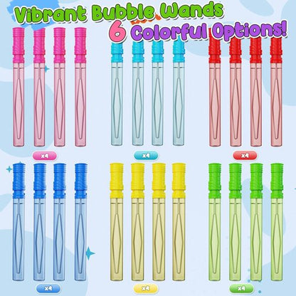 EagleStone Giant Bubble Wands - 24 PCS 14.6" Long Bubble Sticks in 6 Colors | Perfect Outdoor Summer Toys for Kids