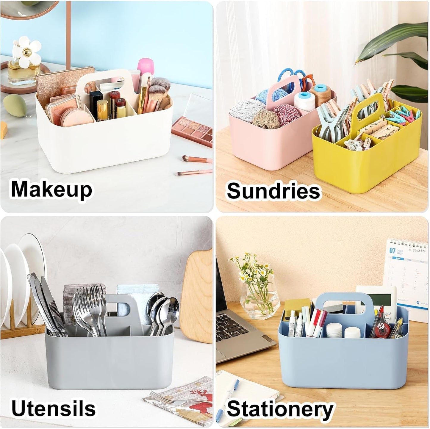 Multiuse Caddy Organizer by [Brand Name] - Portable Tote Bin for Art, Makeup & Office Supplies - Grey
