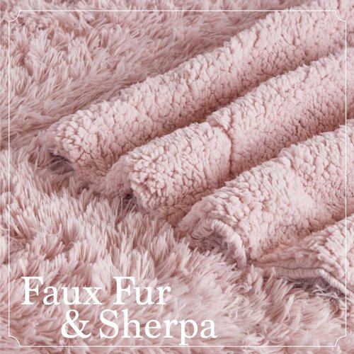 Connecticut Home Co Throw Blanket - Soft Fluffy Cozy Decor | 70x60 Dusty Rose Sherpa for Bed & Couch