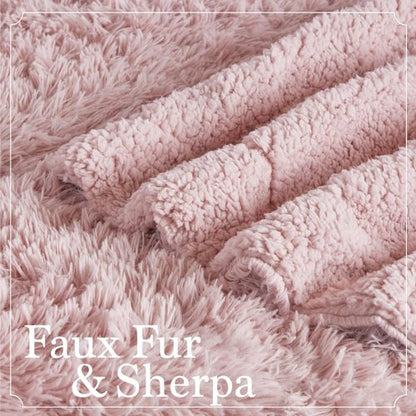 Connecticut Home Co Throw Blanket - Soft Fluffy Cozy Decor | 70x60 Dusty Rose Sherpa for Bed & Couch
