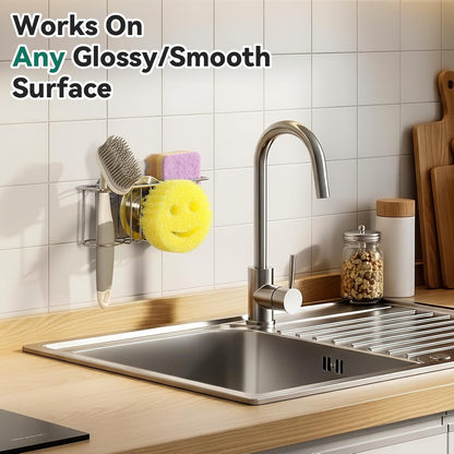Scrub Daddy 3-IN-1 Multiuse Sponge Holder - Kitchen Sink Organizer with Suction Cups & Adhesive Hook