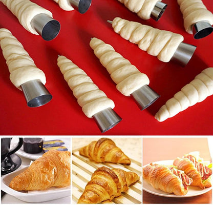 Skiennix 30 PCS Non-Stick Stainless Steel Cream Horn Molds - Large 5" Size for DIY Pastries & Desserts