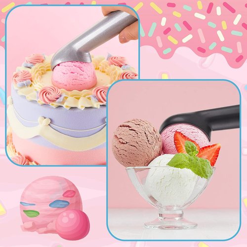 Gejoy 8 Pcs Ice Cream Scoops - Nonstick Anti-Freeze Aluminum Dessert Spoons for Gelato & Sorbet | Black & Silver
