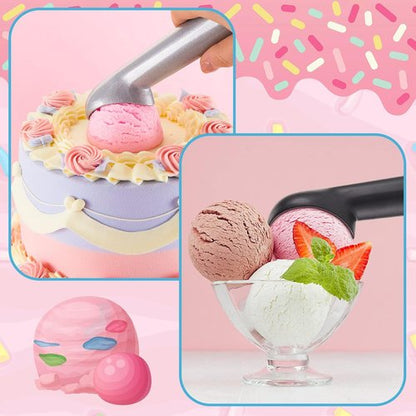 Gejoy 8 Pcs Ice Cream Scoops - Nonstick Anti-Freeze Aluminum Dessert Spoons for Gelato & Sorbet | Black & Silver