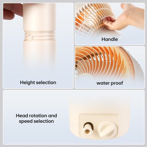 Allsheen 10" Modern Standing Fan for Bedroom, Sleek Oscillating Pedestal Fan, 3-Speed & Height Adjustable Compact Floor Fan for Home Office & Dorm