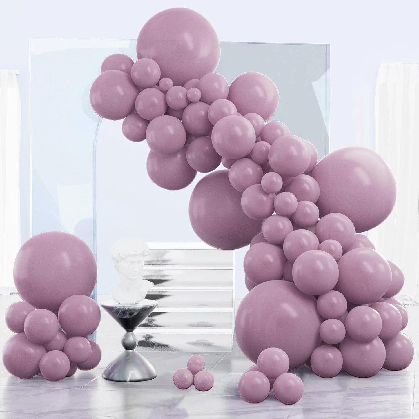 PartyWoo Dusty Purple Balloons - 140-Piece Lavender Boho Balloon Arch Kit | 12", 10", 5" Sizes for Baby Showers & Birthdays