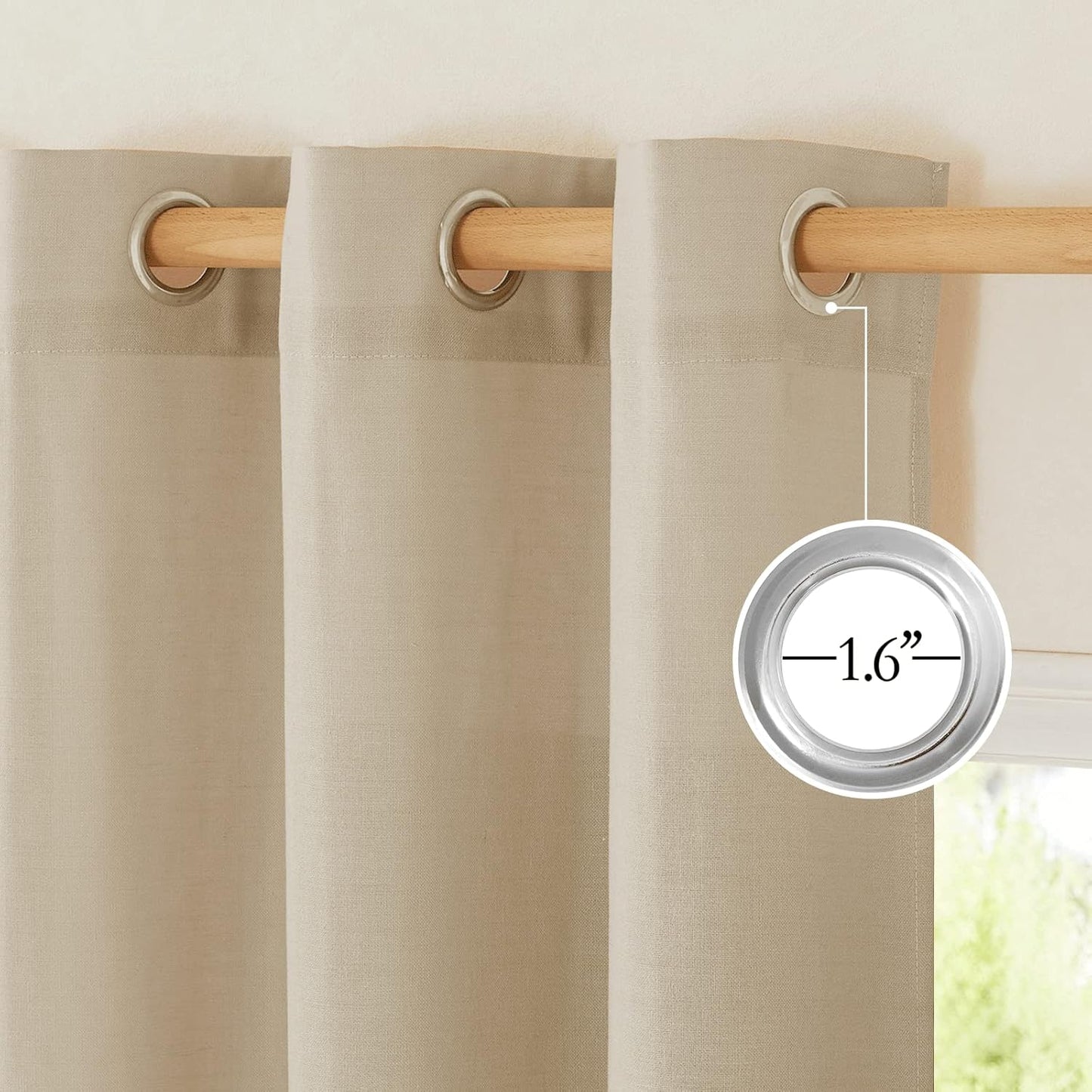 NICETOWN Angora Linen Kitchen Window Curtains - Light Filtering Grommet Short Treatments, W34 x L36, 2 Panels