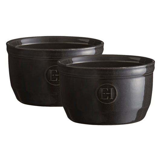 Emile Henry Made in France 8.5 oz Ramekin (Set of 2), 4" by 2"5', Charcoal