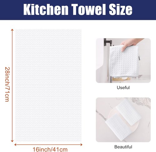 Homaxy Microfiber Kitchen Towels - Ultra Absorbent Waffle Weave | 16 x 28 Inch | 4 Pack in White
